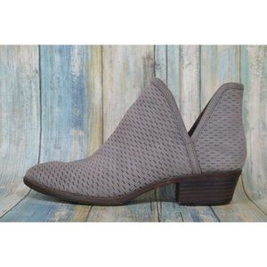 Lucky Brand Baley Ankle Boot Size 8.5 Gray Suede Perforated Fashion Booties